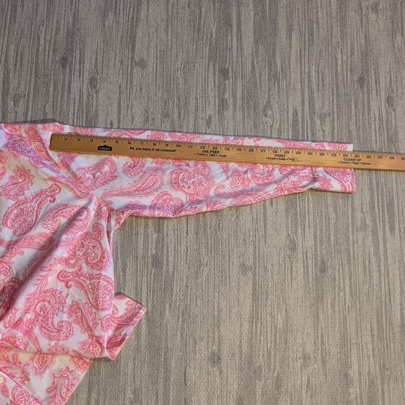 Women's Lands End Pink Paisley Long Sleeve Button Up Supima Cotton Shirt Sz 16 - Picture 8 of 10